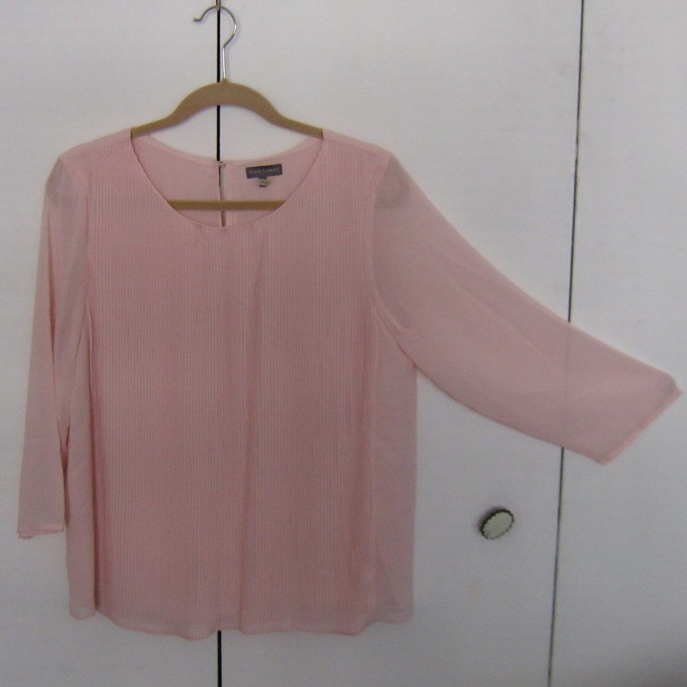 Vince Camuto Pink Pleated Chiffon Blouse (M)
